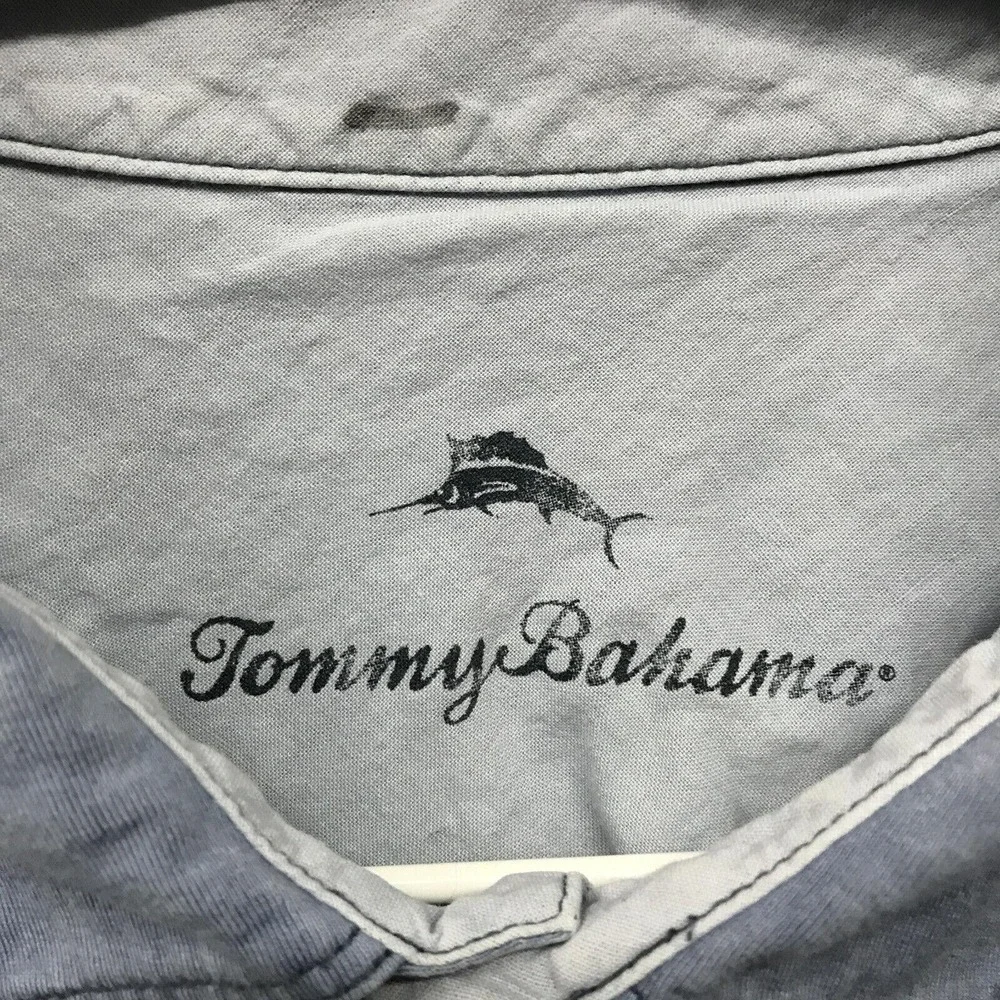 Tommy Bahama Polo Shirt Mens XL Blue Short Sleeve Solid Relaxed Cotton Lyocell